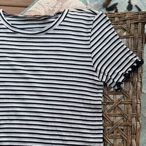 American Eagle Outfitters Black and White Striped Tee